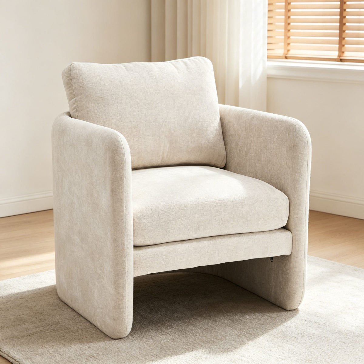 Armchair With Low Profile Curved Frame - Beige Home Essentials