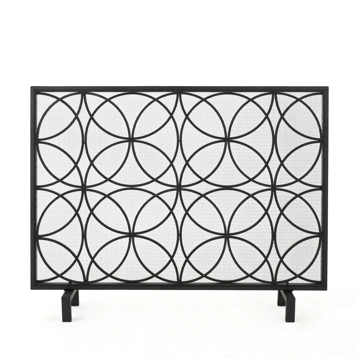 Thayer - Single Panel Iron Fireplace Screen With Geometric Design Noble House