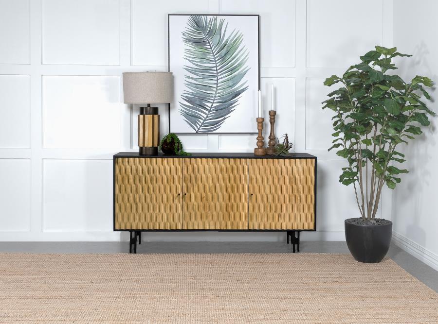 Aminah - 3 Door Wood Accent Cabinet - Natural And Black Coaster Fine Furniture