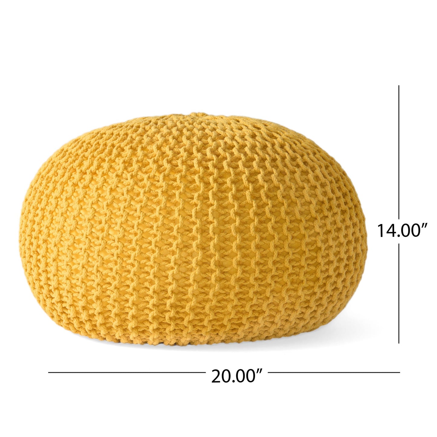Bordeaux - Knitted Cotton Round Pouf Ottoman, Floor Cushion Home Essentials