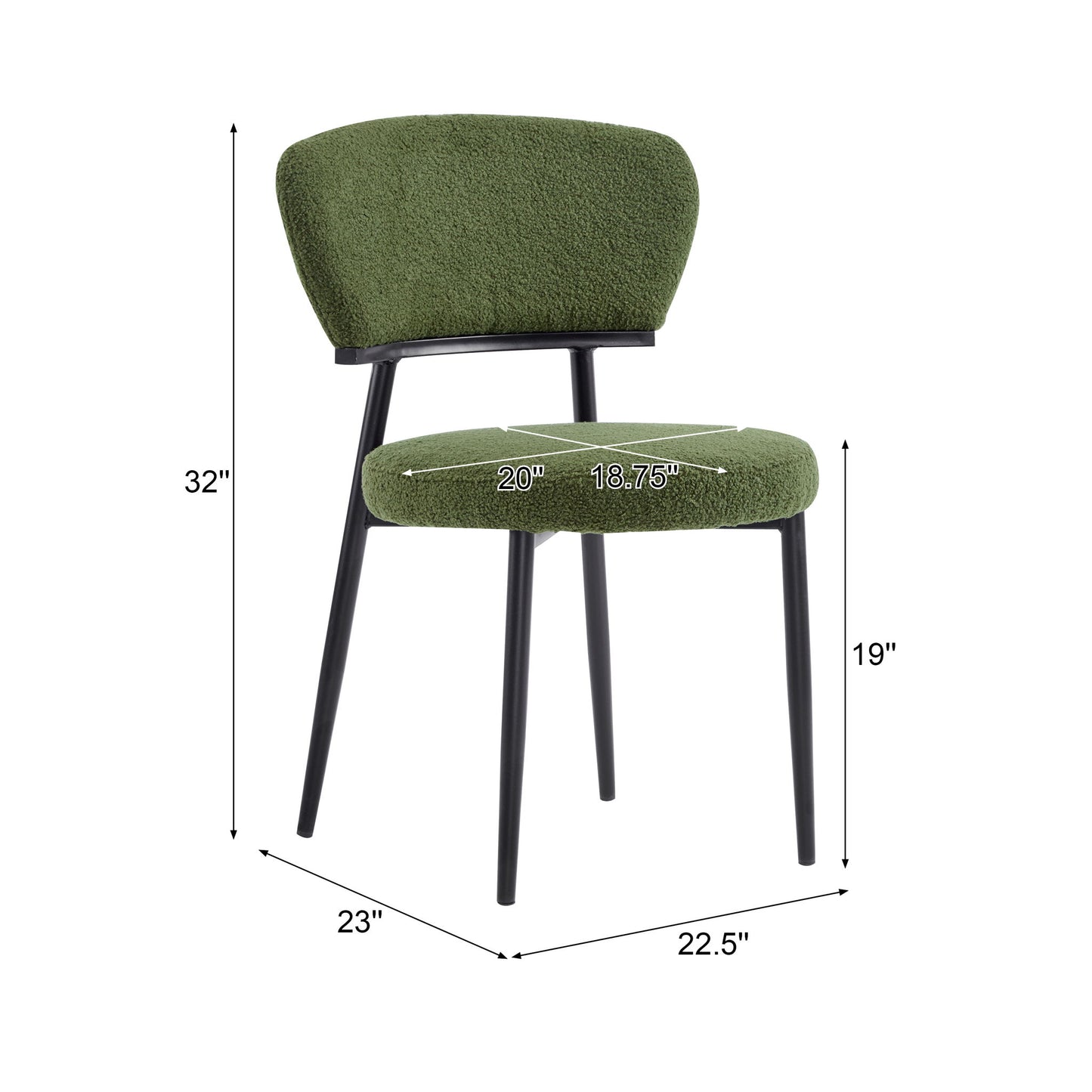 Upholstered Dining Chair (Set of 2) - Green Fabric Noble House