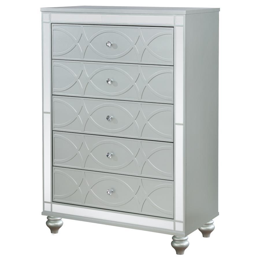 Gunnison - 5-Drawer Bedroom Chest - Silver Metallic CoasterEssence