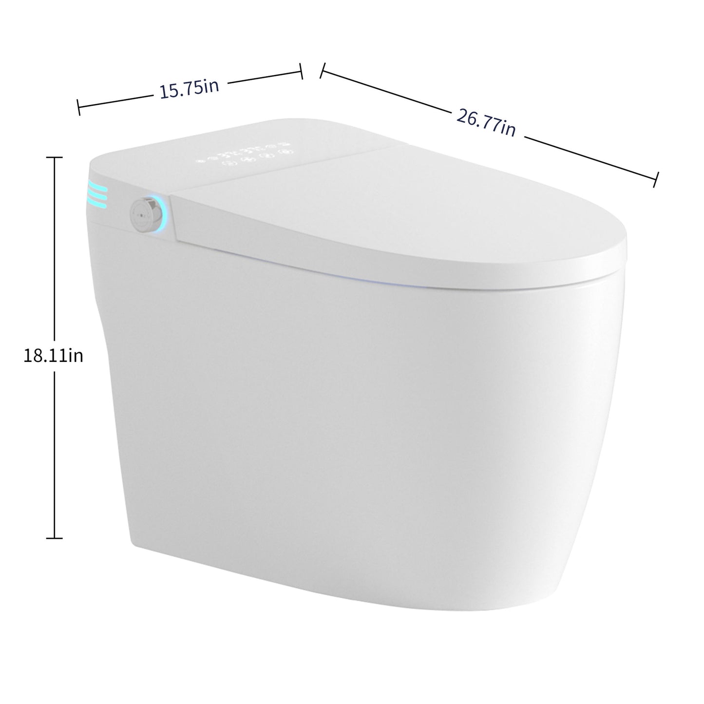 Tankless Smart Toilet With Bidet Built In, 1 Piece Bidet Toilet Seat, Auto Flush, Heated Seat, Warm Water And Dry, Adjustable Temp, Remote Control Side Know - White Daily Nest