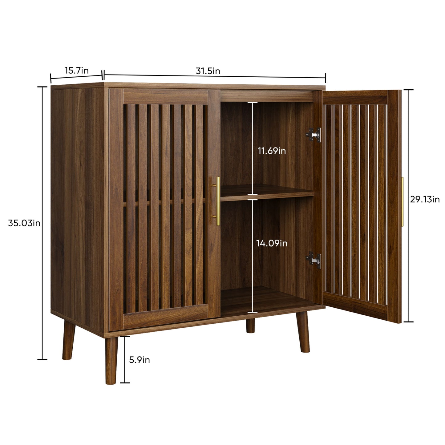 Grille Striped Sideboard Buffet Cabinet With Storage Home Essentials