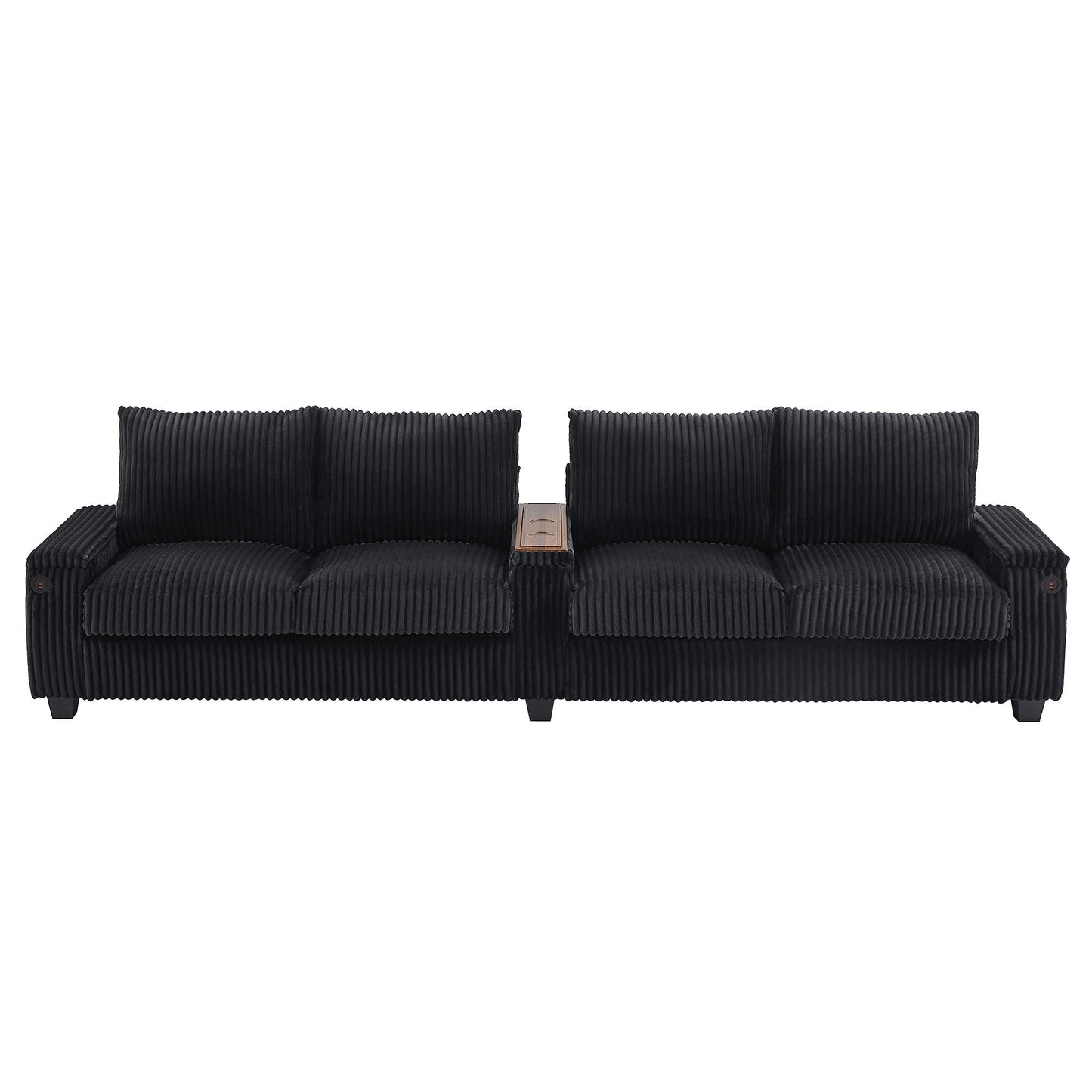 Modern 4 Seater Corduroy Sofa Couch With USB Ports And Hidden Storage Hearth and Haven