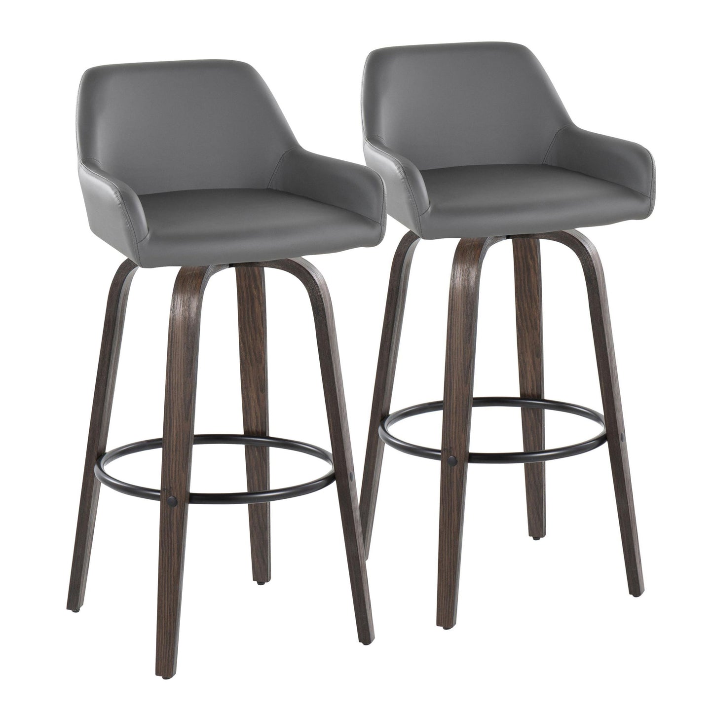 Daniella - Contemporary Fixed Height, Barstool With Swivel With Round Footrest (Set of 2) Lumi Source