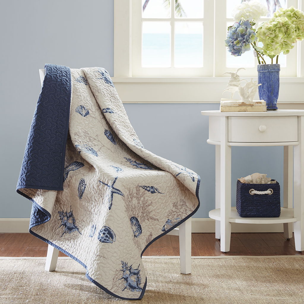Bayside - Oversized Quilted Throw - Blue Madison Park