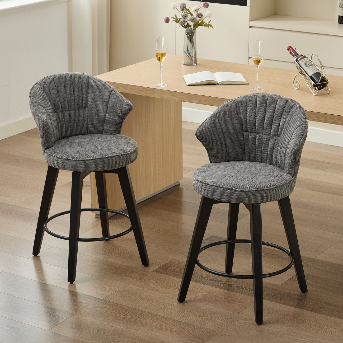 Wing Back Swivel Bar Stools (Set of 2) Home Essentials