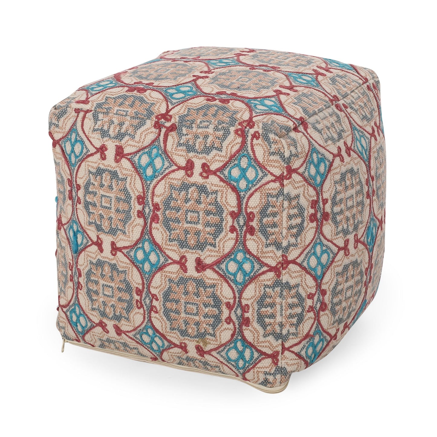 Amelia - Handcrafted Fabric Pouf, Rustic Elegance - Multicolored Home Essentials