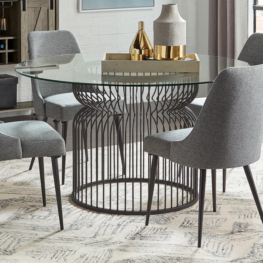 Granvia - Round Glass Top Metal Dining Table - Gunmetal Coaster Fine Furniture