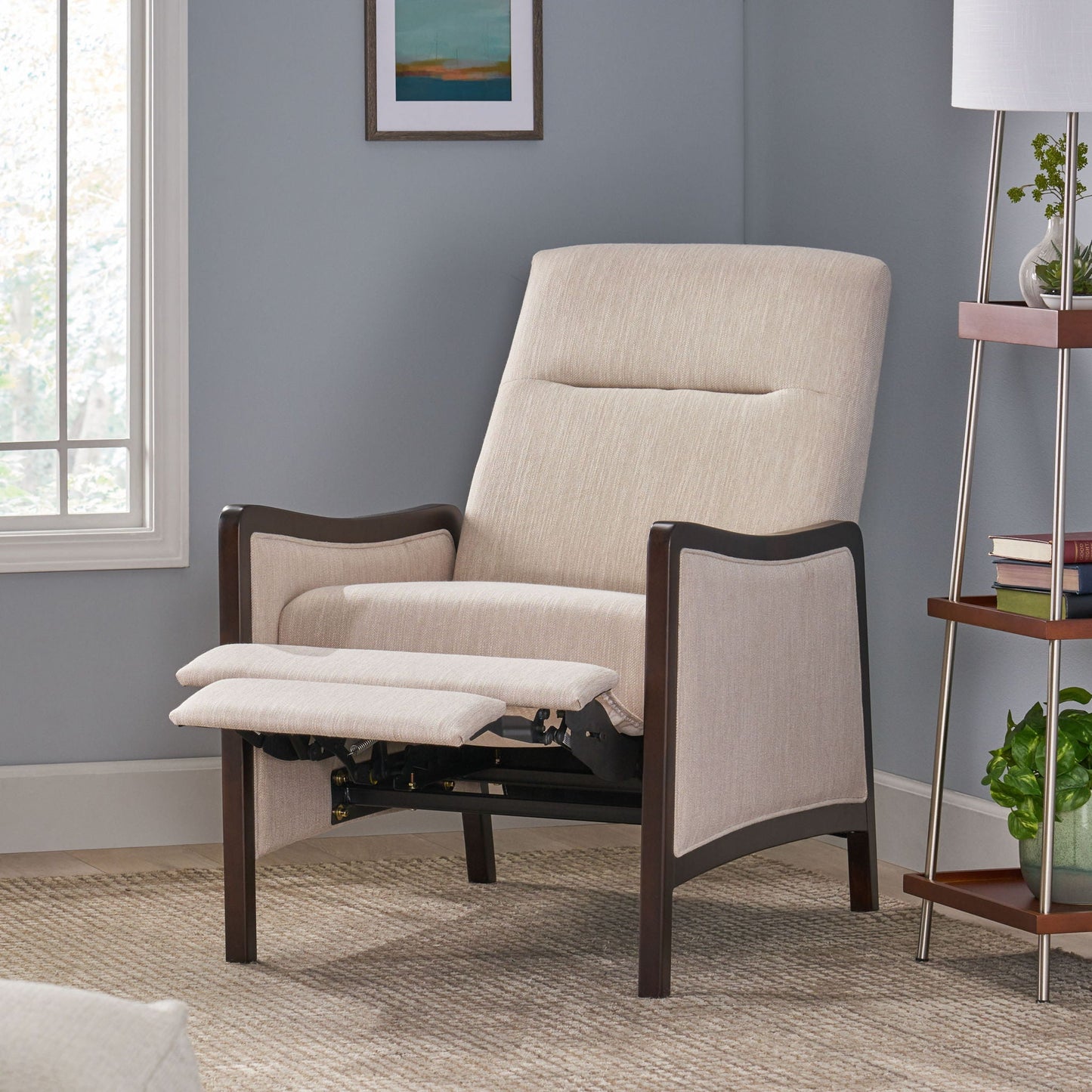 Drury - Contemporary Fabric Upholstered Pushback Recliner Noble House