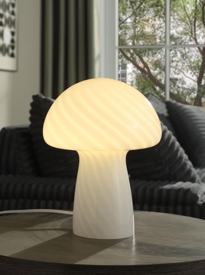 Kanaby - Mushroom Shaped Glass Bedside Table Lamp - White Coaster Fine Furniture