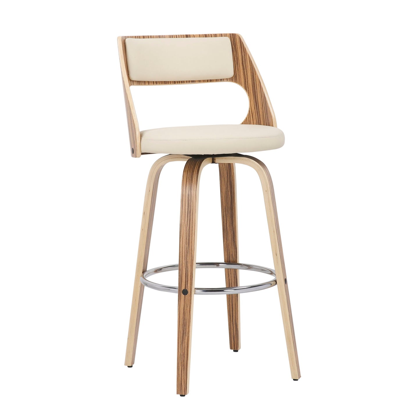 Cecina - Mid-Century Modern Fixed Height Barstool With Swivel (Set of 2) - Zebra / Cream Lumi Source