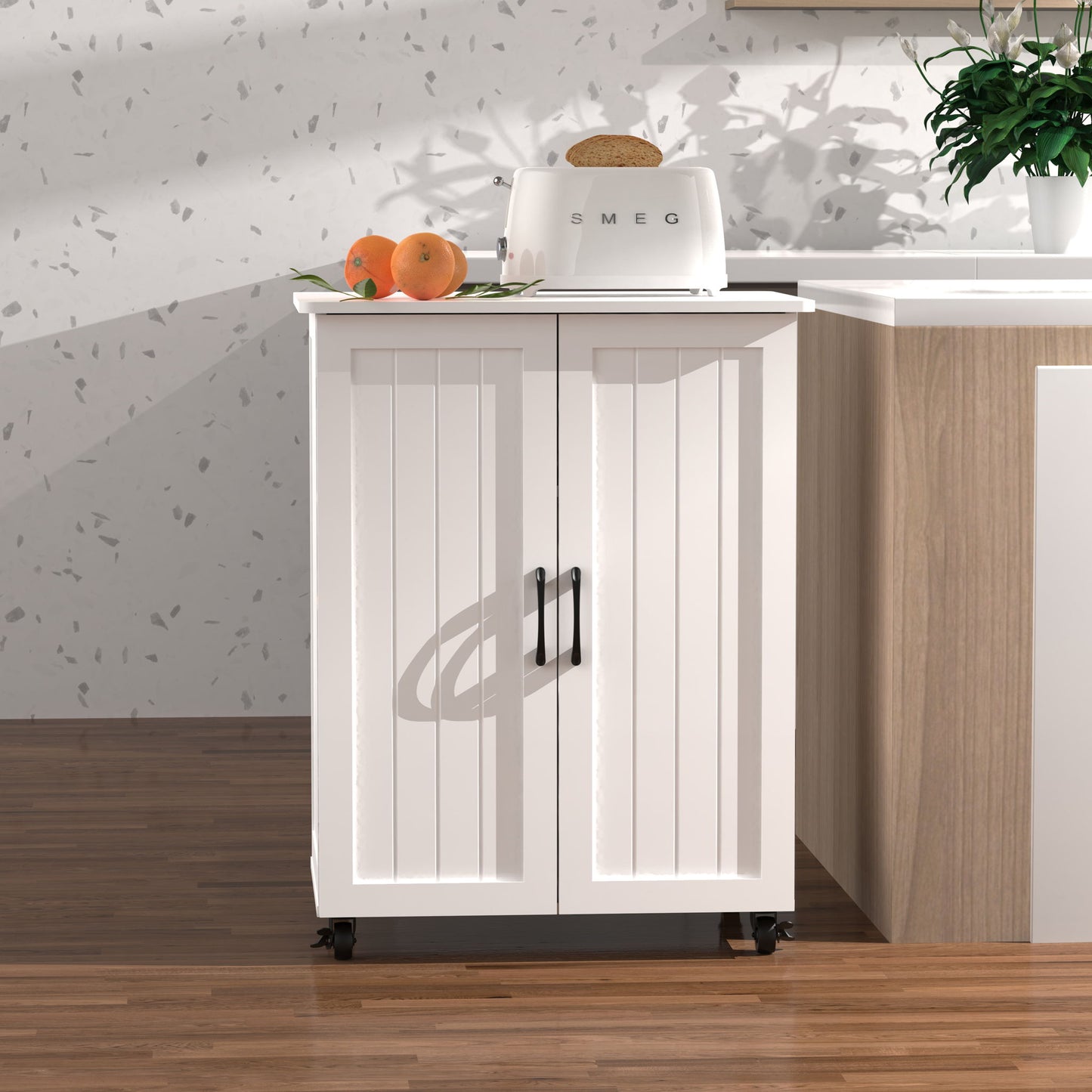Sturdy Storage Cabinet With Large Capacity For Living Room, Bedroom, Kitchen - White Home Essentials