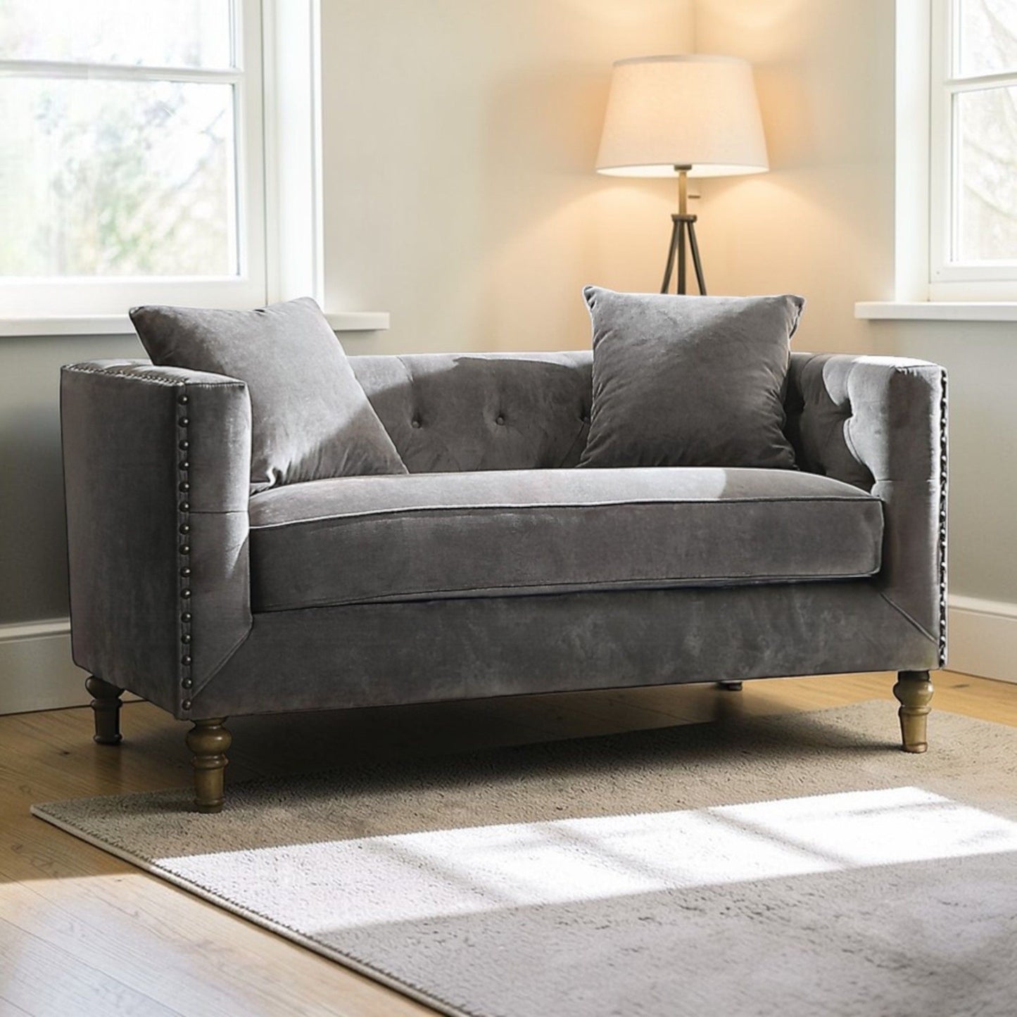 Sidonia - Loveseat With 2 Pillows - Gray Acme