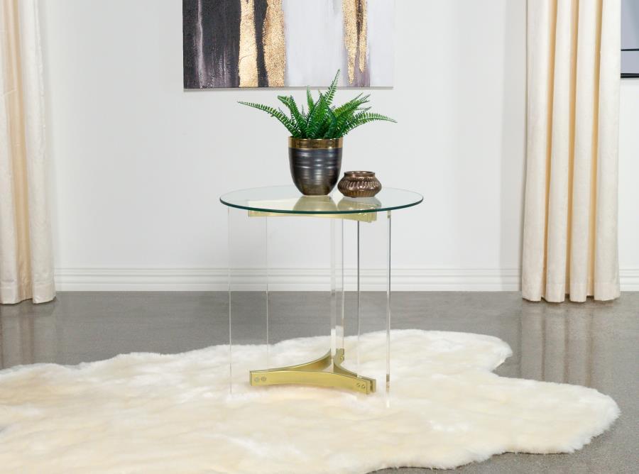 Janessa - Round Glass Top Acrylic Leg Table Coaster Fine Furniture