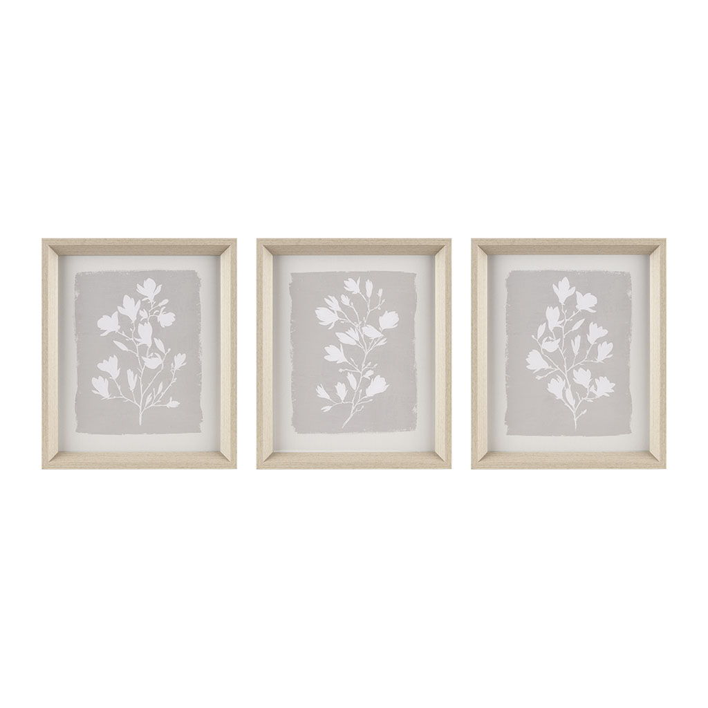 Fair Florets - Printed Framed Graphic (Set of 3) - Beige Madison Park