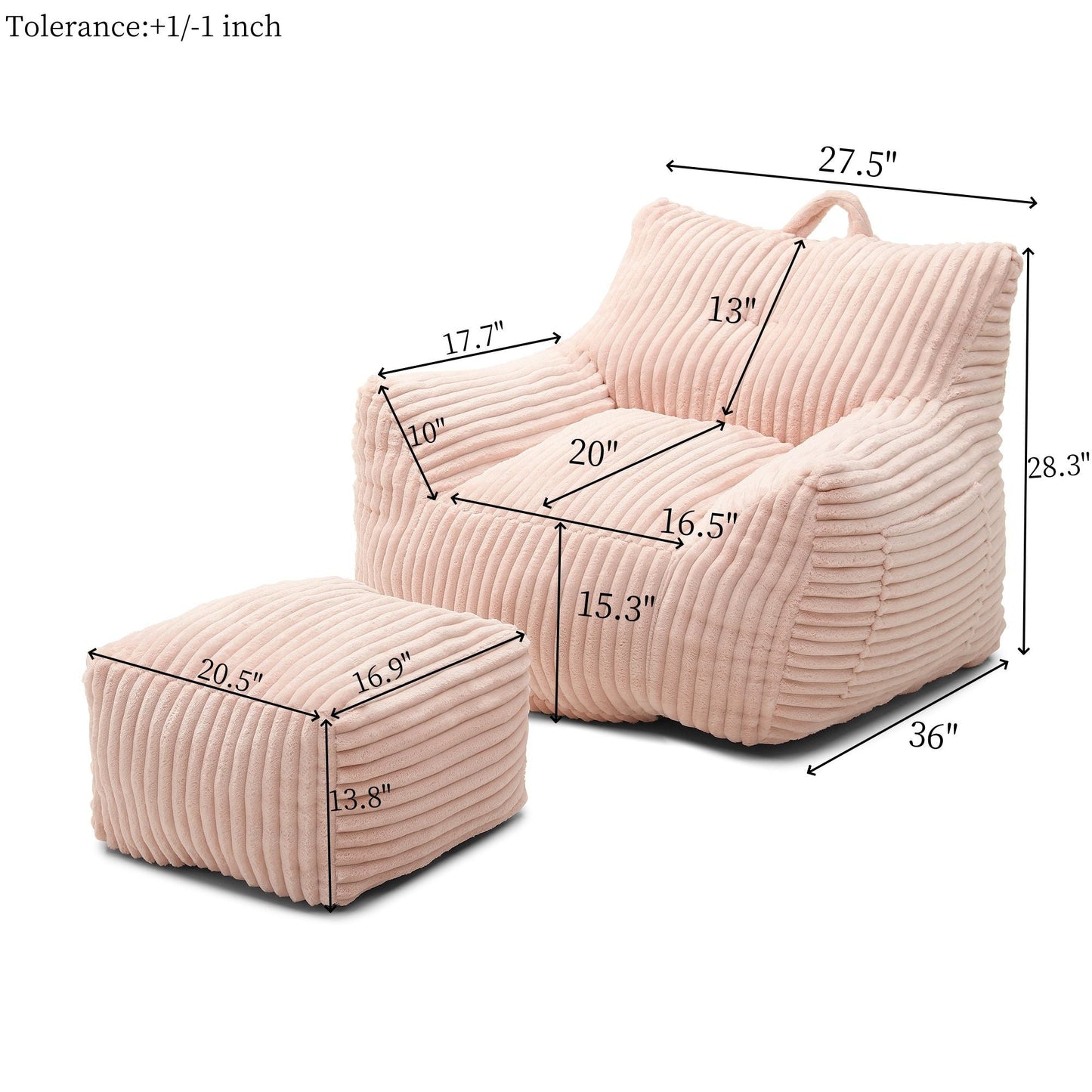 Giant Plush Bean Bag Chair With Armrests And Footstool Home Essentials