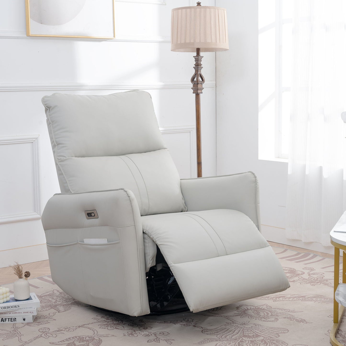 29.92" 270 Power Swivel Rocker Recliner Chair, Electric Glider Reclining Sofa With USB Ports, Power Swivel Glider, Rocking Chair Nursery Recliners For Living Room Bedroom Home Essentials
