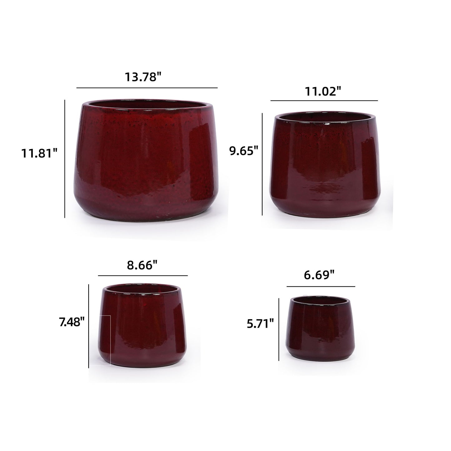 4 Pieces Planter Pot, Indoor Outdoor Flowerpot For Patio, Garden, Or Windowsills - Bean Paste Red Daily Nest
