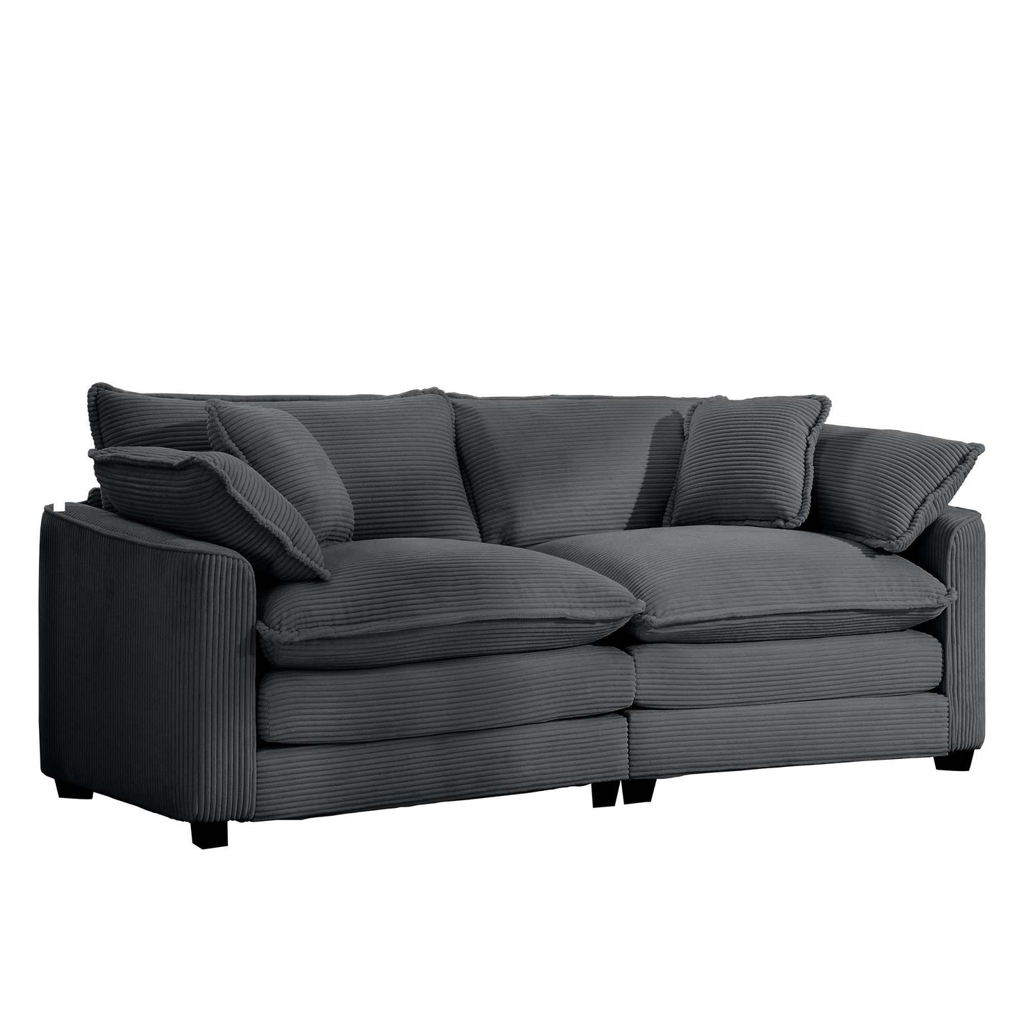 Modern 2 Seater With 4 Pillows, Upholstered Deep Seating Loveseat Home Essentials