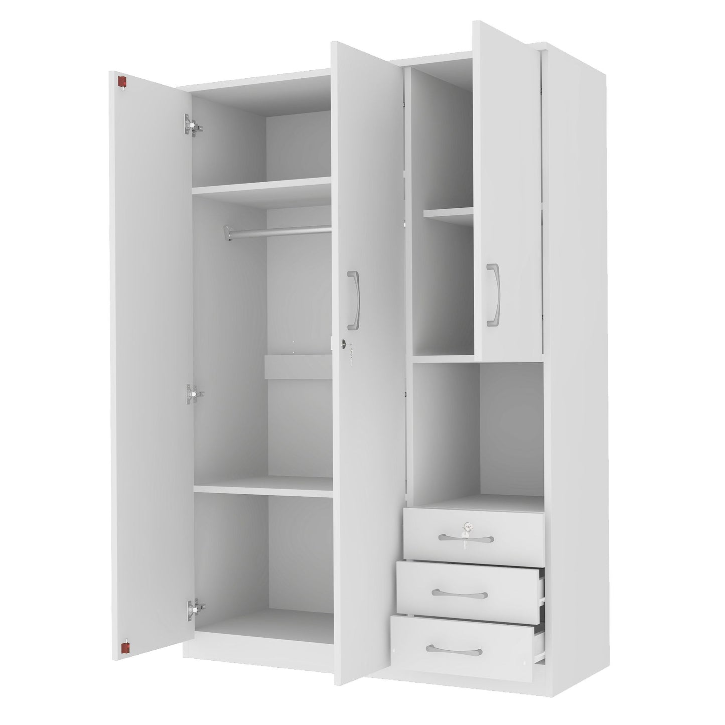2 Doors Wardrobe Storage For Bedroom With Shelves And 3 Drawers