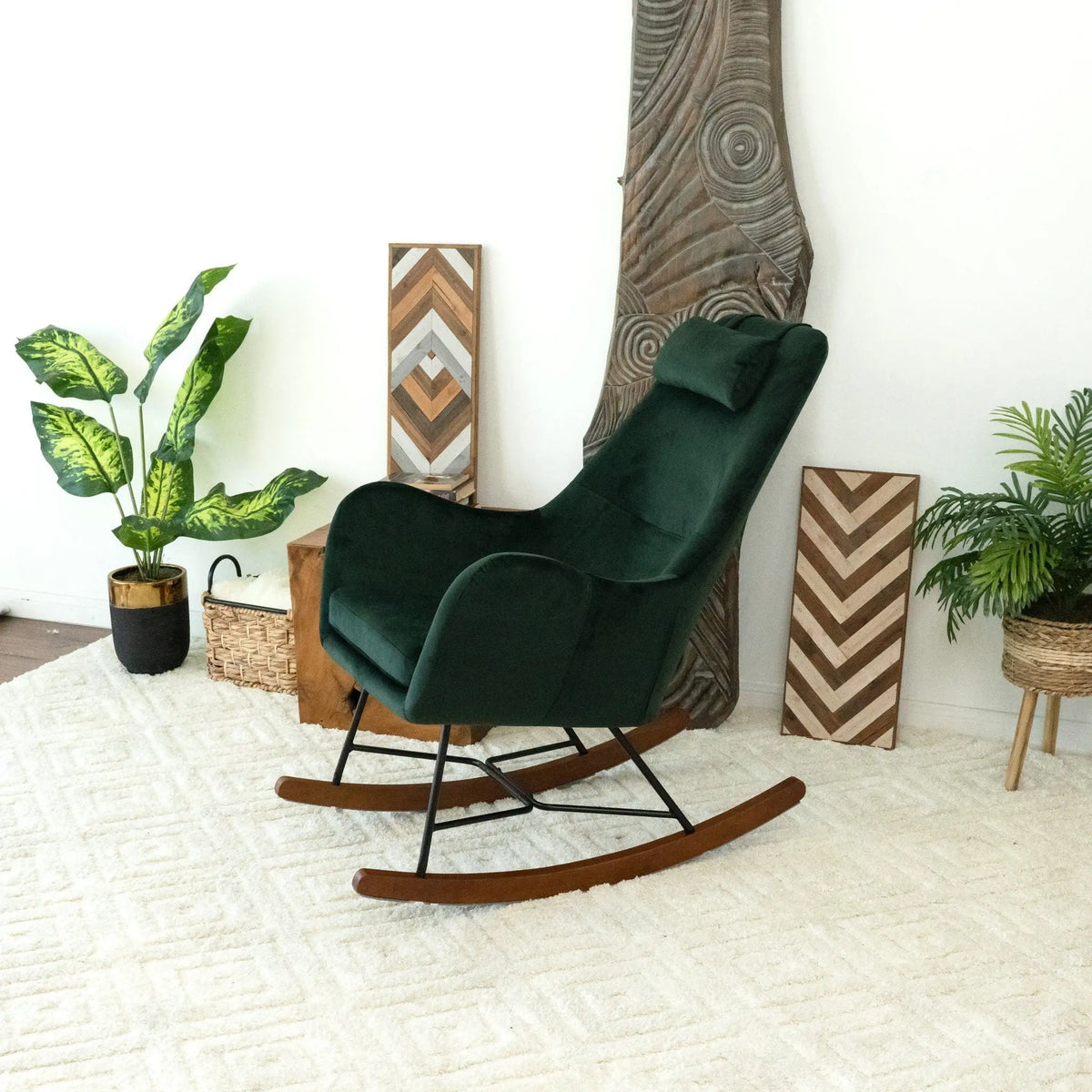 Chel - Mid-Century Modern Velvet Rocking Chair Ashcroft Furniture