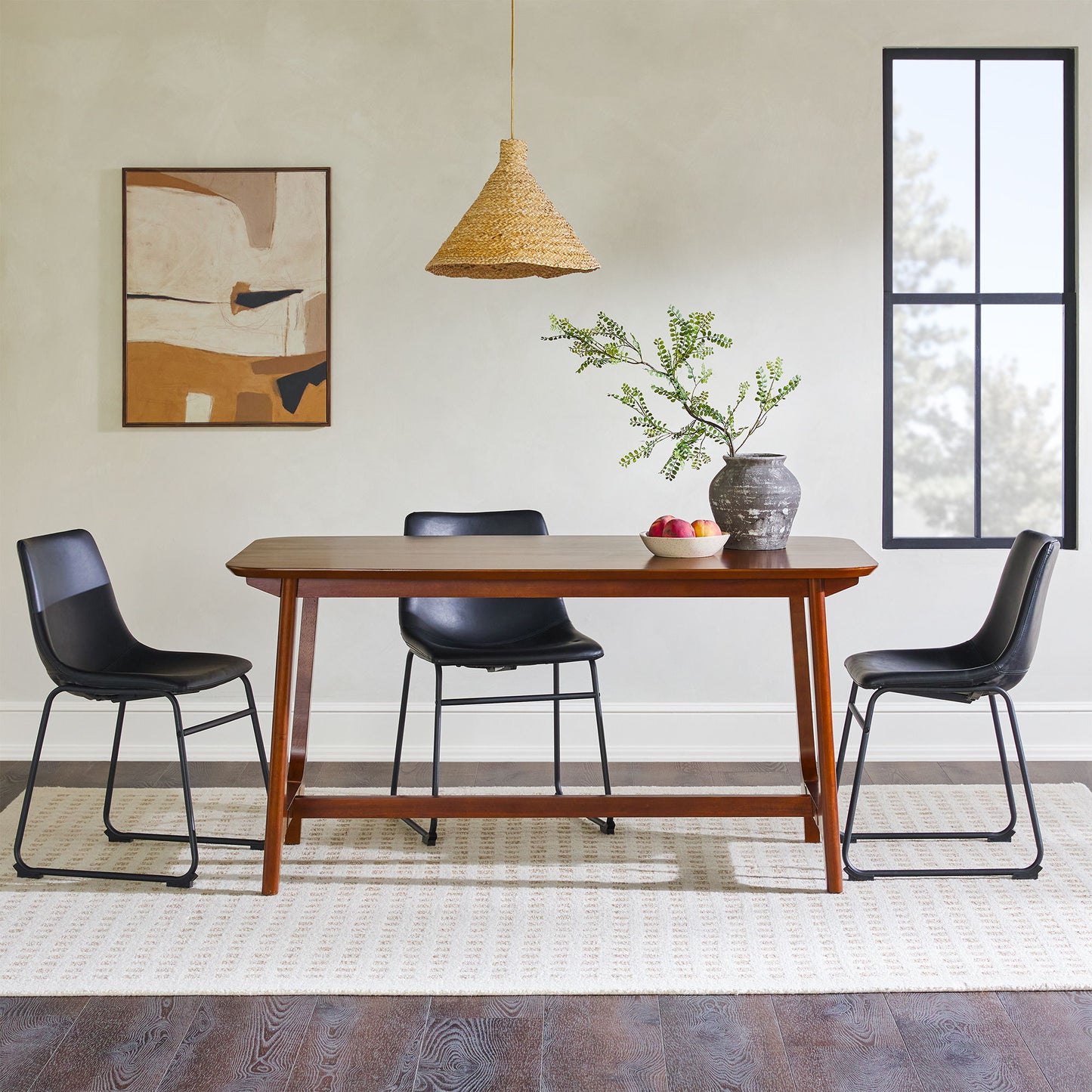 Mid-Century Modern Dining Table With Trestle Base Walker Edison
