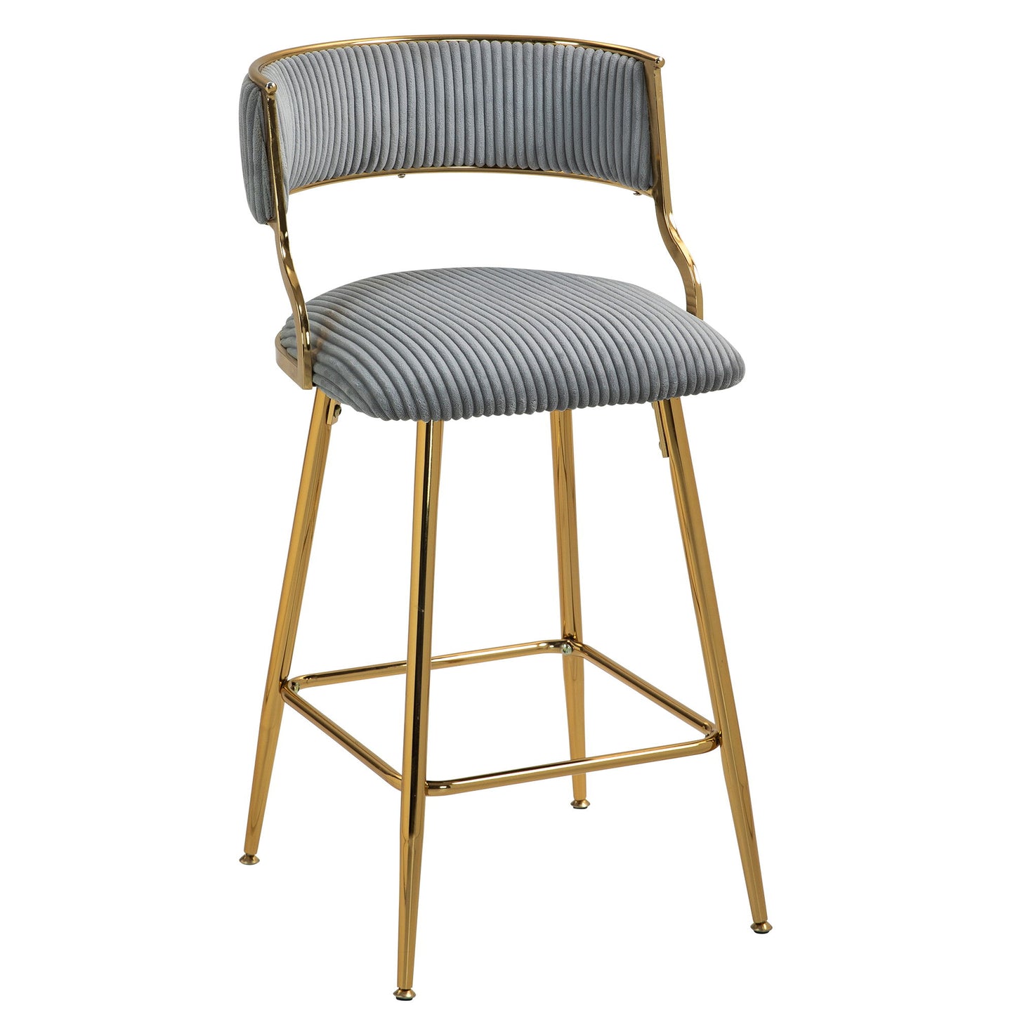 Counter Height Bar Stools With Powder Coating Base And Footrest (Set of 2) - Beige Home Essentials