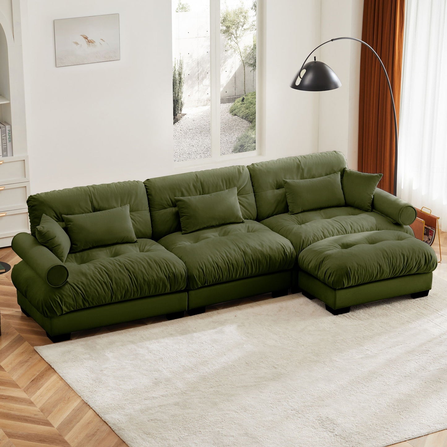 Super Comfort Oversized Modular Sectional Sofa With Movable Ottoman - Snoozhouse