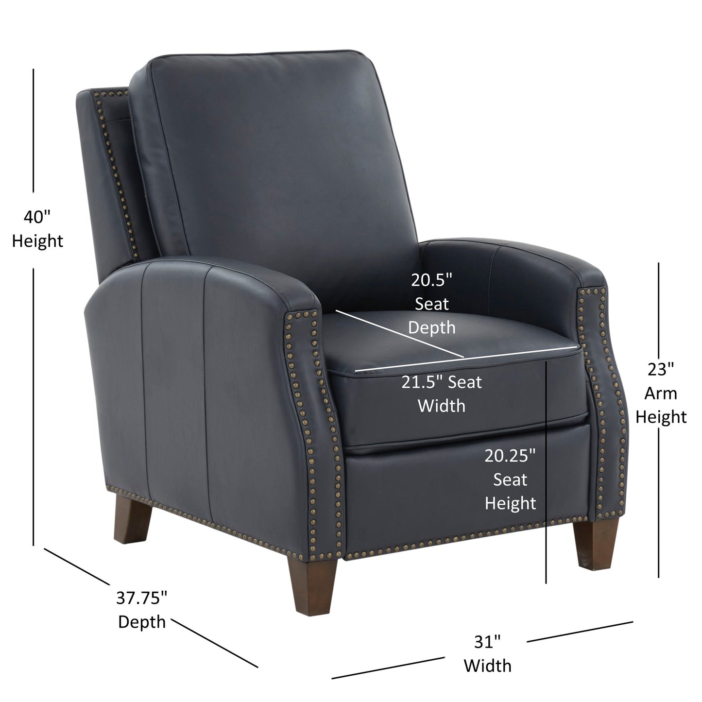 Jack - Push Back Recliner With Track Arms And Nailhead Accents Home Essentials
