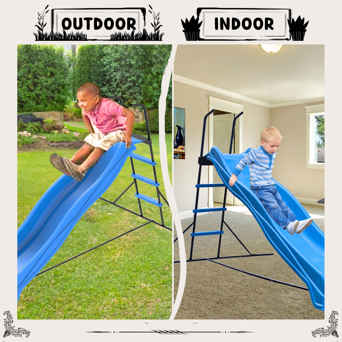 Xsl003 2.2M Kids Plastic Slide Indoor Freestanding Playground Equipment Children Plastic Slide Kids Indoor Slide - Blue Daily Nest