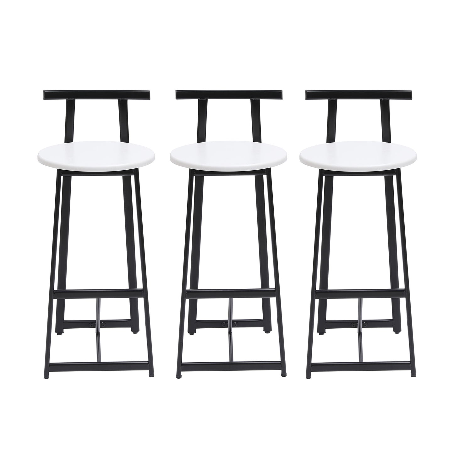 Modern Bar Stools With Backrest For Kitchen (Set of 3) Home Essentials