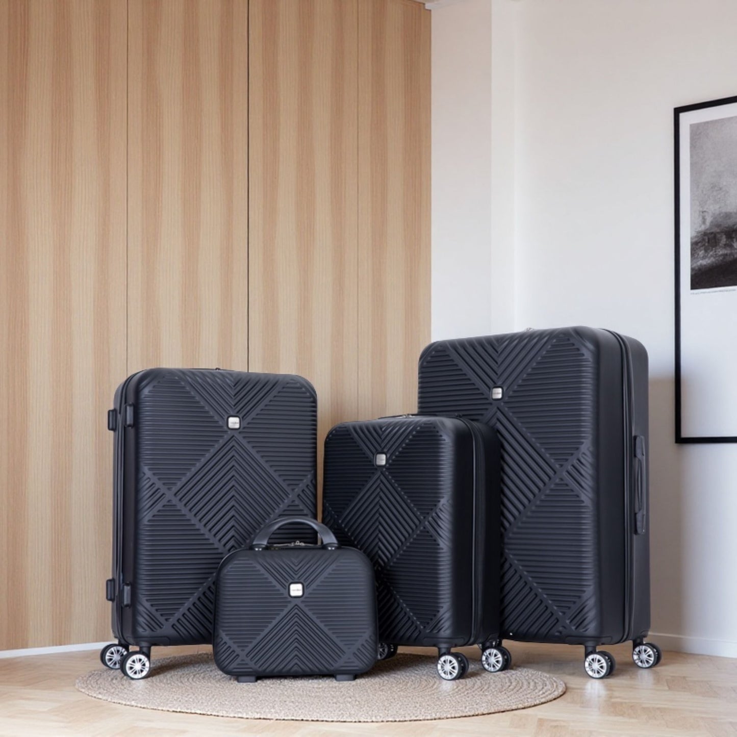 4 Piece Lightweight Suitcase, Makeup Box, Aircraft Wheels Daily Nest