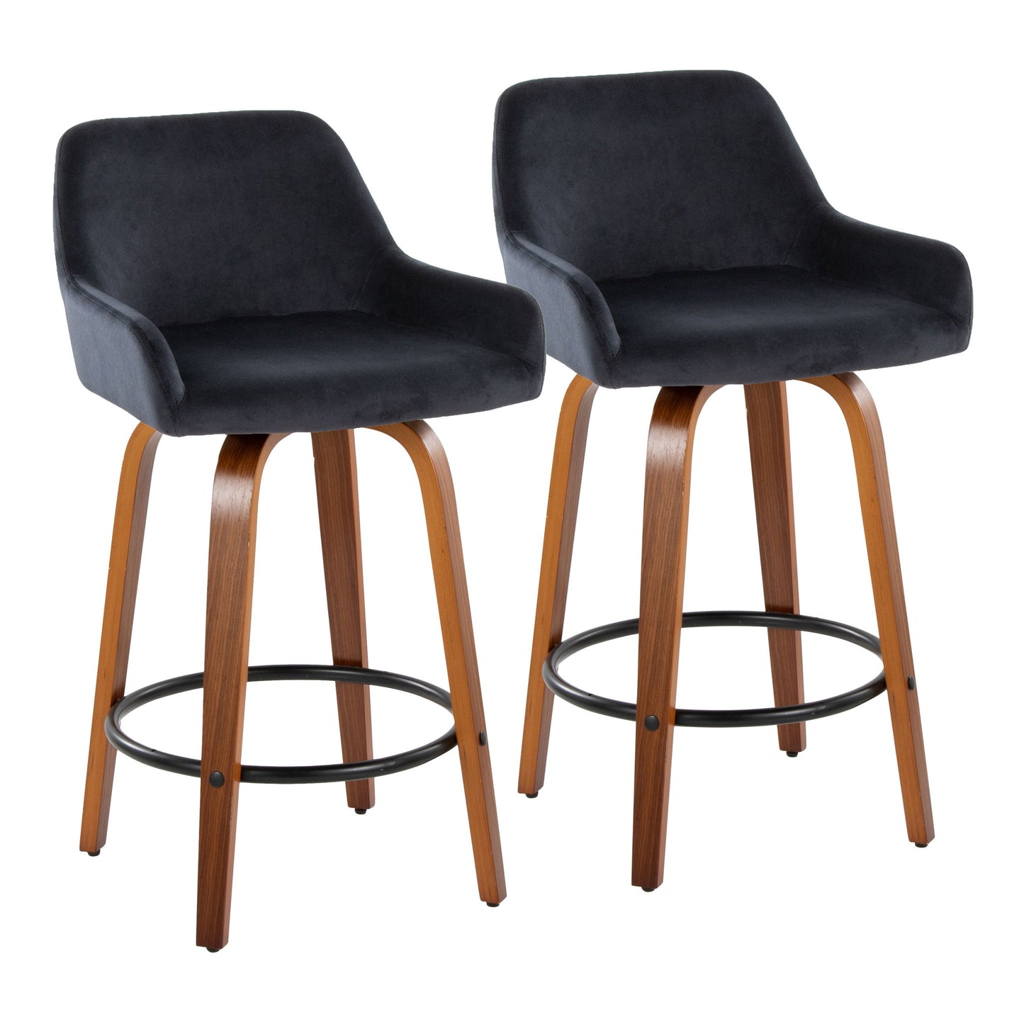 Daniella - Contemporary Fixed Height Counter Stool With Swivel With Round Footrest (Set of 2) Lumi Source