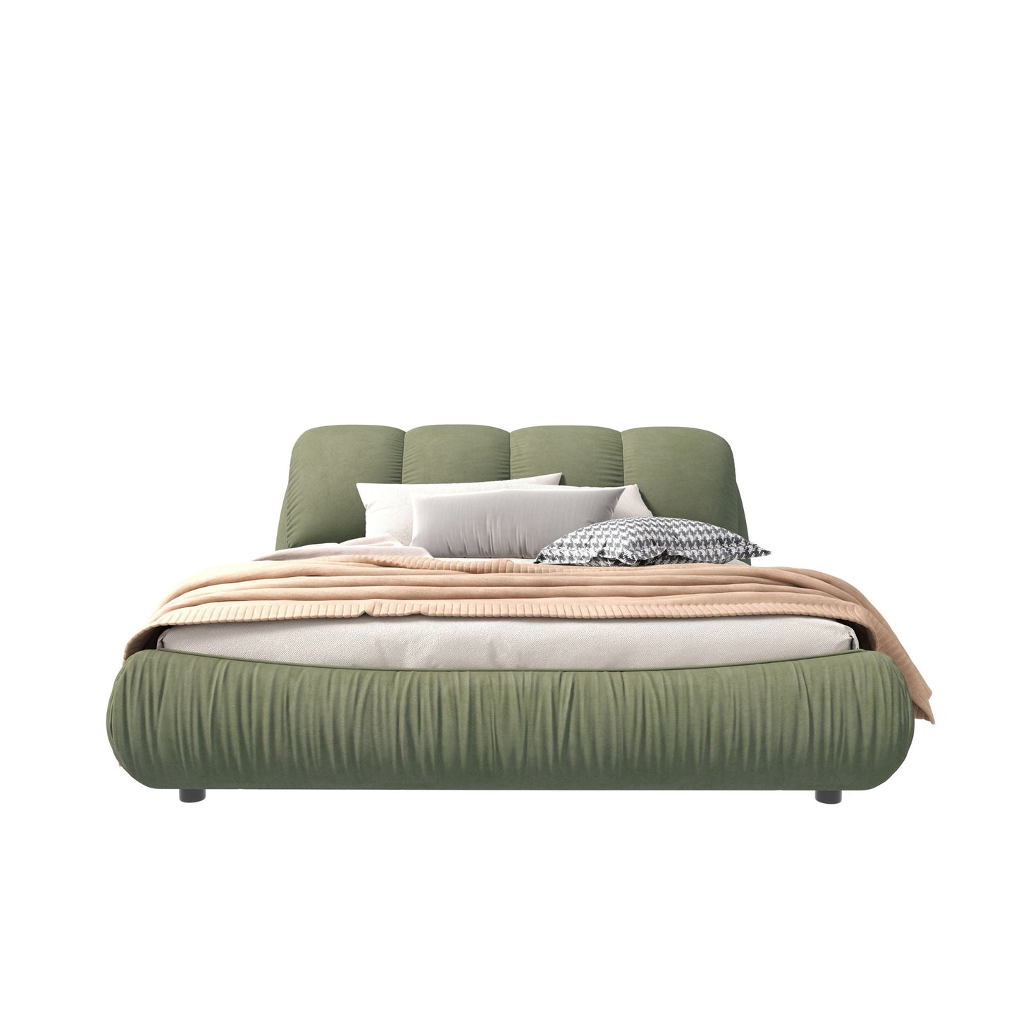 Luxury Upholstered Platform Bed With Oversized Padded Backrest And Solid Wood Frame Home Essentials