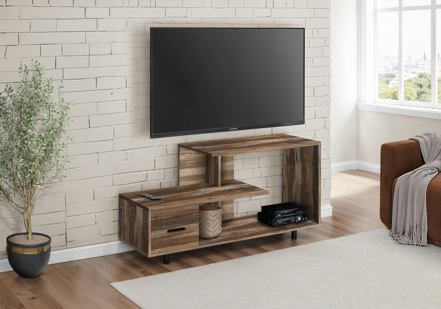 TV Stand, Console, Media Entertainment Center, Storage Drawer, Contemporary 8th Street