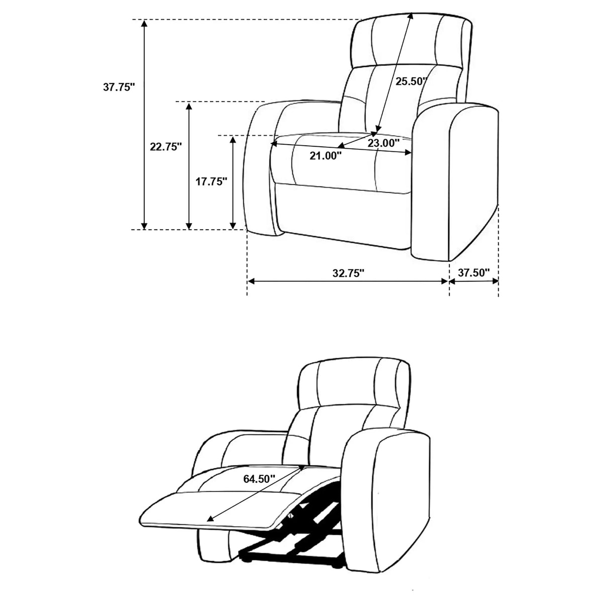 Greenfield - 3 Seater Home Theater With Storage - Black Furniture Max