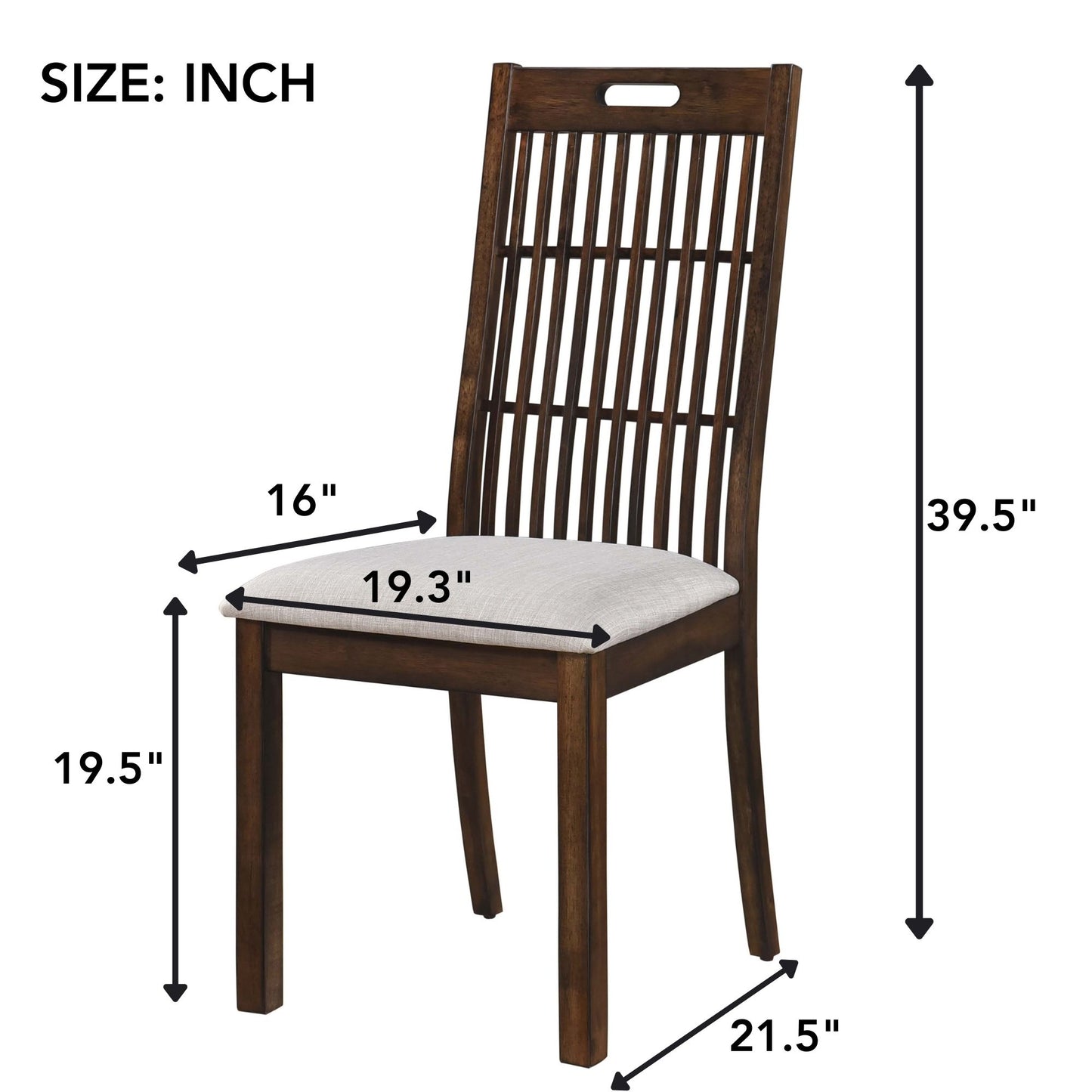 2 Pieces Set Dining Side Chair Rustic Modern Farmhouse Design Retro Design Easy To Assembly - Antique Dark Oak Home Essentials