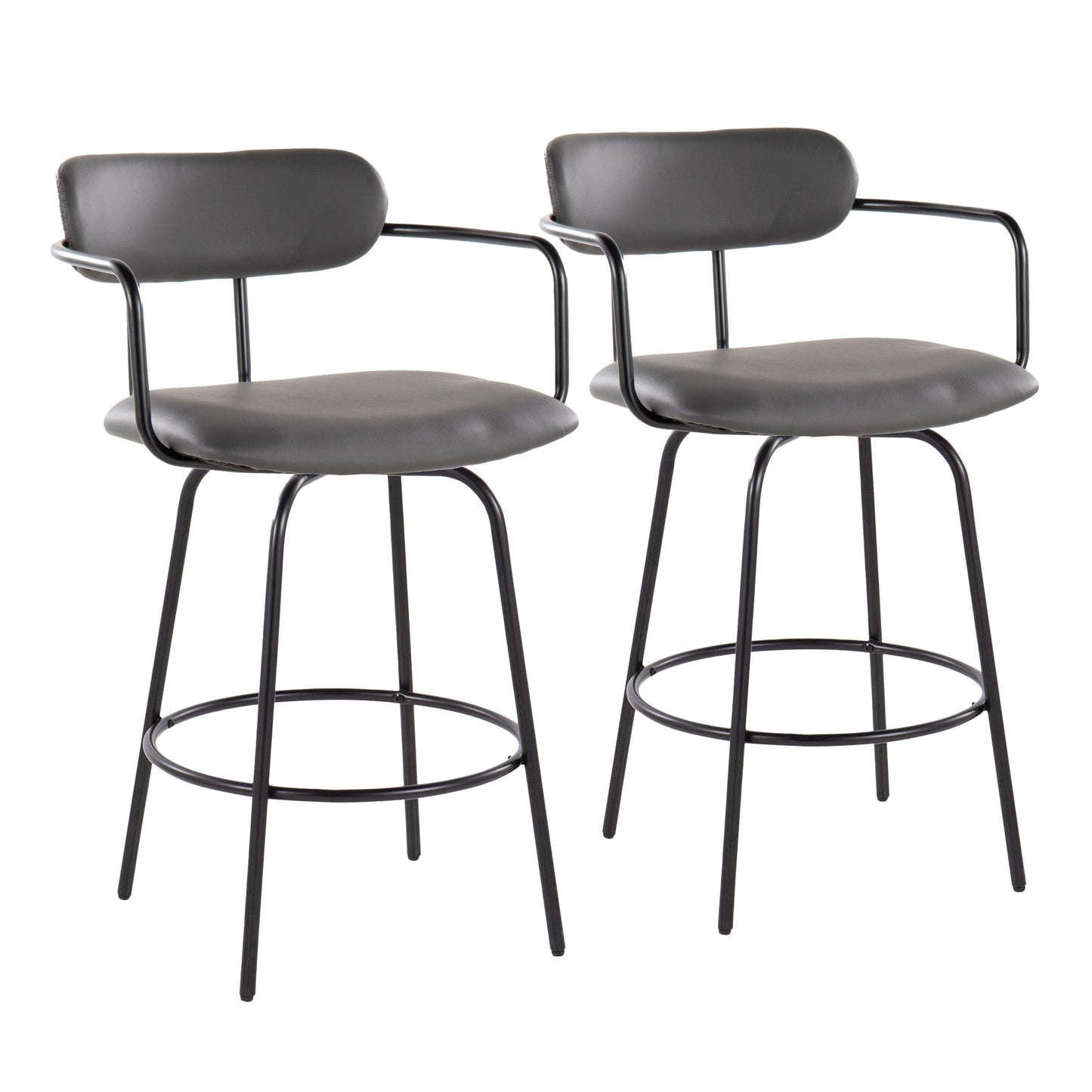 Demi - Contemporary Fixed Height Counter Stool With Swivel With Round Footrest (Set of 2) Lumi Source
