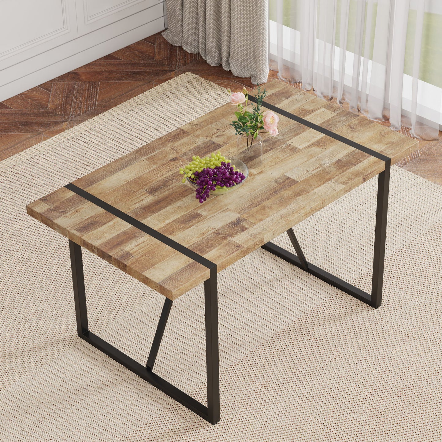 Industrial Rectangular Dining Table For 4 - 6 People Home Essentials