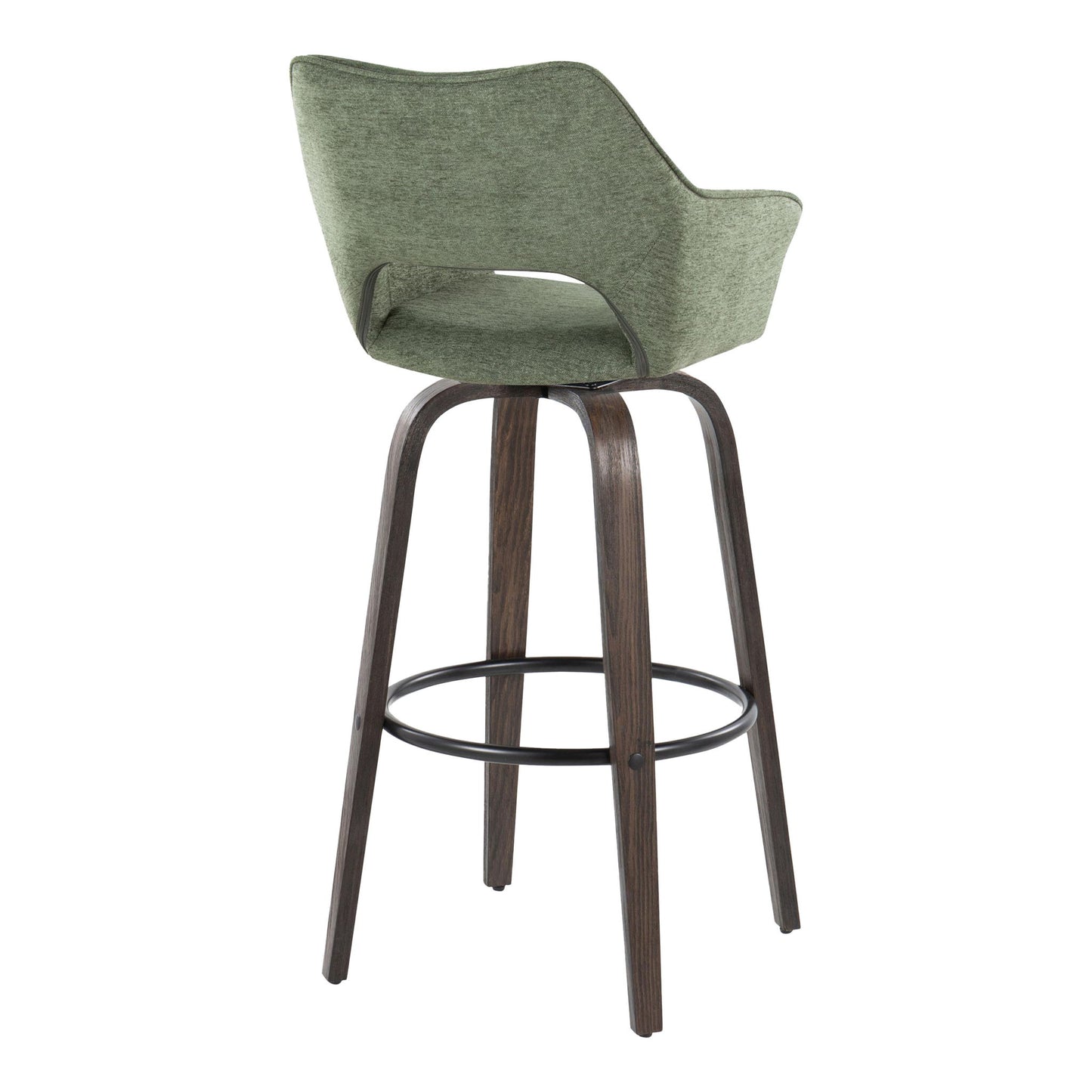 Mustang - Contemporary Fixed Height Barstool With Swivel With Round Footrest (Set of 2) Lumi Source