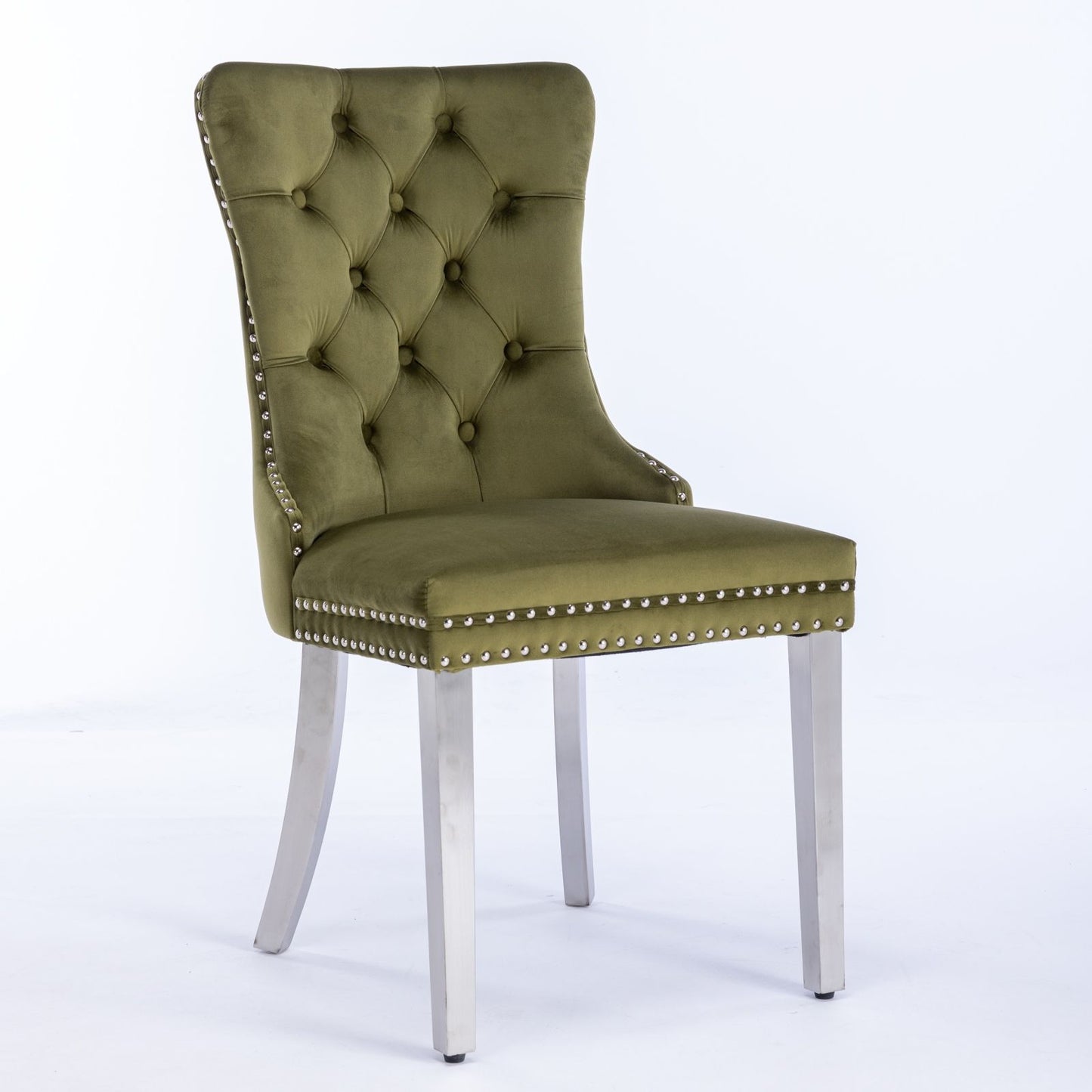 Nikki - Modern, High-End Tufted Solid Wood Contemporary Velvet Upholstered Dining Chair With Chrome Stainless Steel Plating Legs, Nailhead Trim (Set of 2) Home Essentials