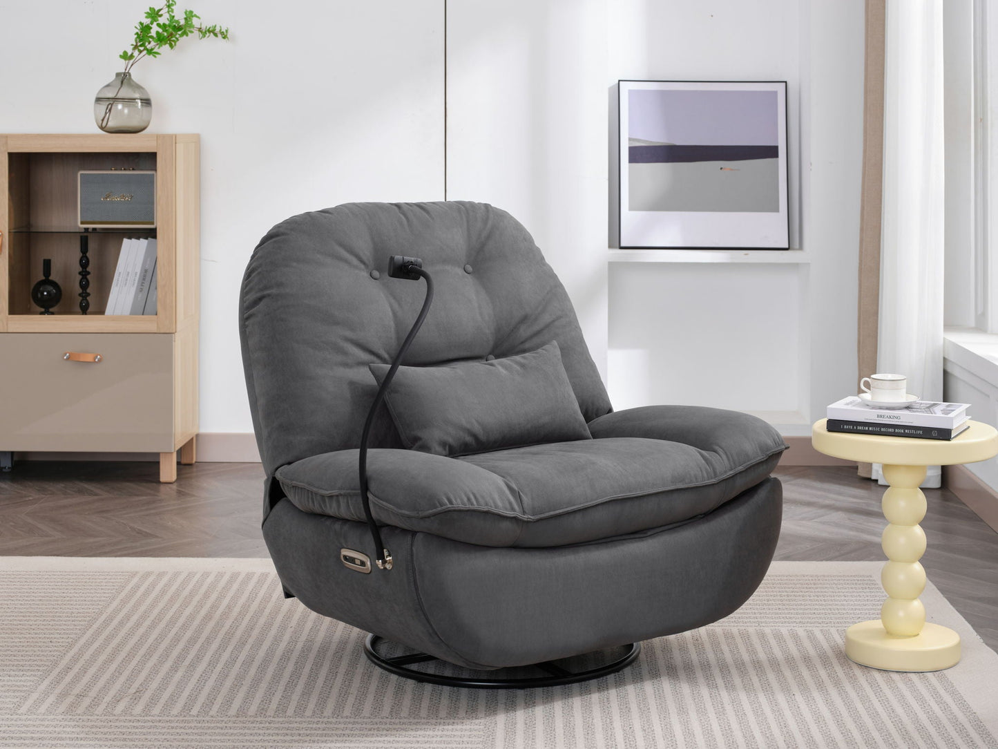 Power Recliner Swivel Glider USB Charger With Bluetooth Music Player, Sleep, Working, Game And Leisure Home Essentials