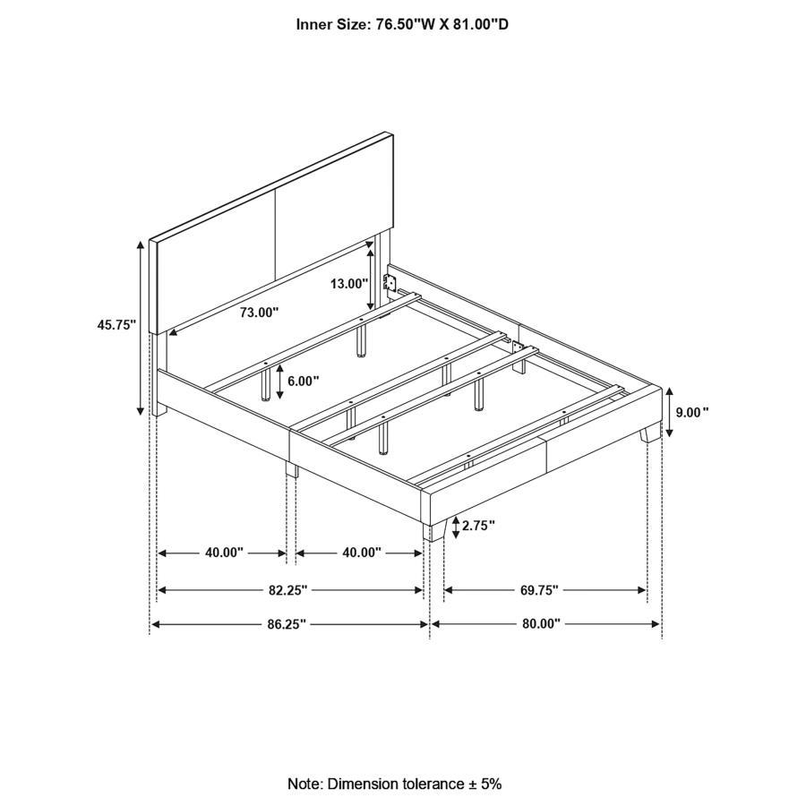Dorian - Upholstered Panel Bed CoasterEveryday