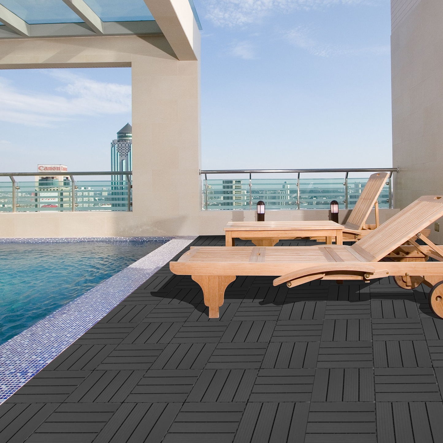 Plastic Interlocking Deck Tiles, Patio Flooring Outdoor Waterproof All Weather Use Daily Nest
