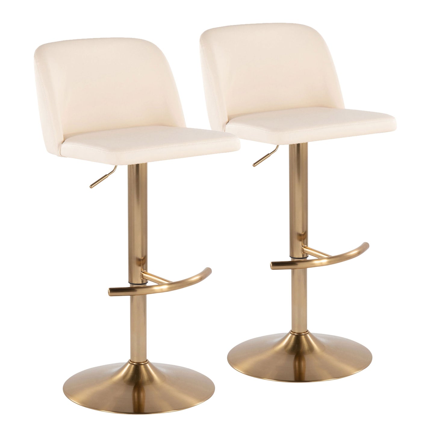 Toriano - Contemporary Adjustable Barstool With Swivel With Rounded T Footrest (Set of 2) Lumi Source