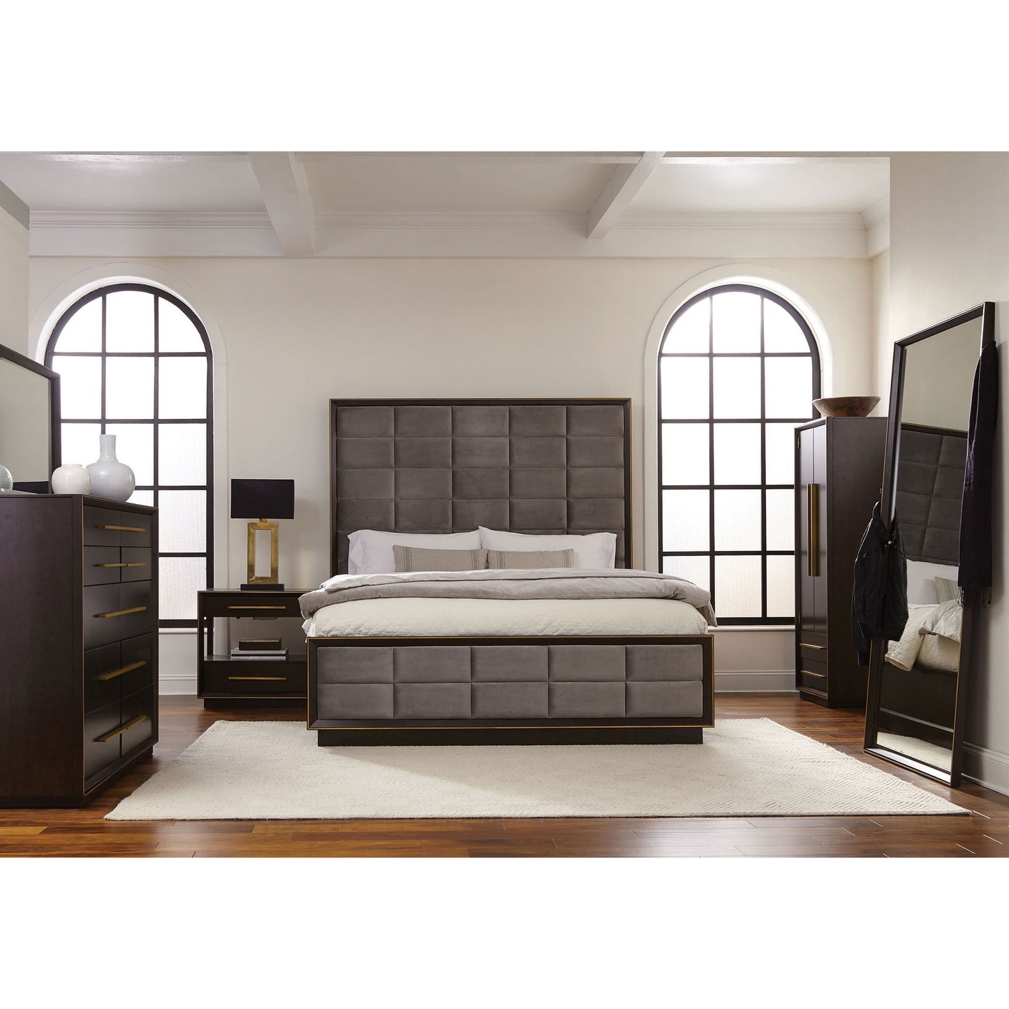 Prescott - 5 Piece California King Bedroom Set - Dark Brown Furniture Max