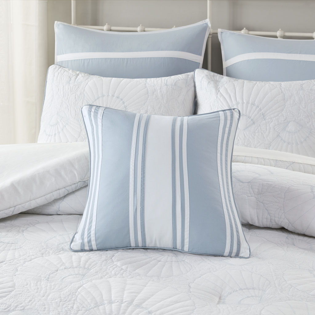 Crystal Beach - Pieced Square Pillow - White Harbor House