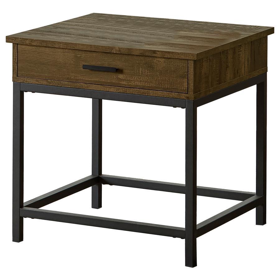 Byers - 1-Drawer Square Engineered Wood End Table - Brown Oak CoasterEssence